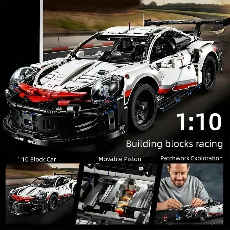 911RSR 1:10 1580PCS Technical Classic RC Super Racing Car Building Blocks Model Power Module Bricks Kids Birthday Boys Gifts Toy