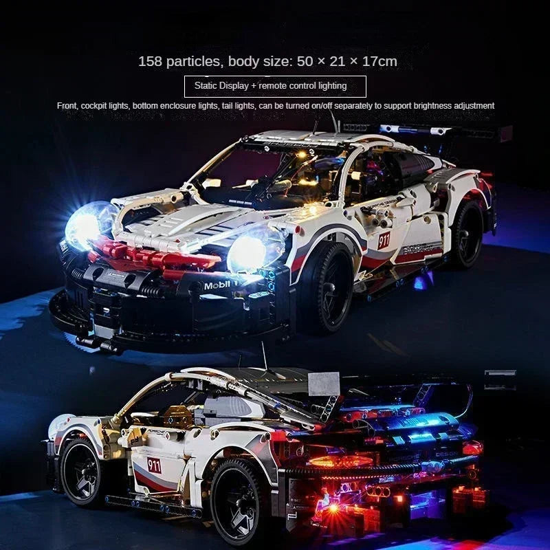 911RSR 1:10 1580PCS Technical Classic RC Super Racing Car Building Blocks Model Power Module Bricks Kids Birthday Boys Gifts Toy