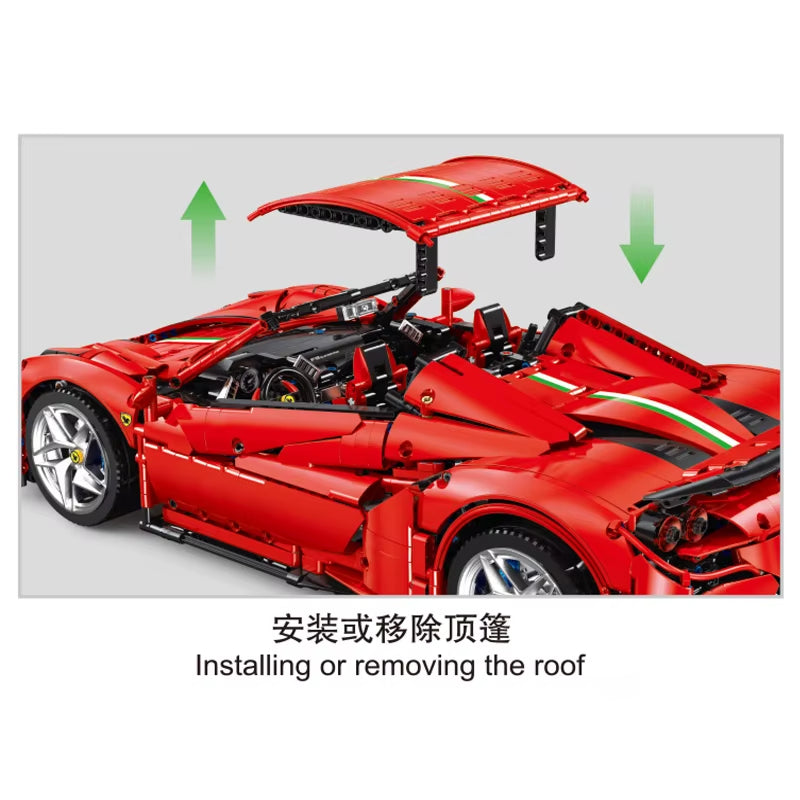 IN STOCK 1:8 MOC Technical Remote Control Sports Car F8 Building Blocks Bricks Model Assembling Toys for Boys Christmas Gift Set